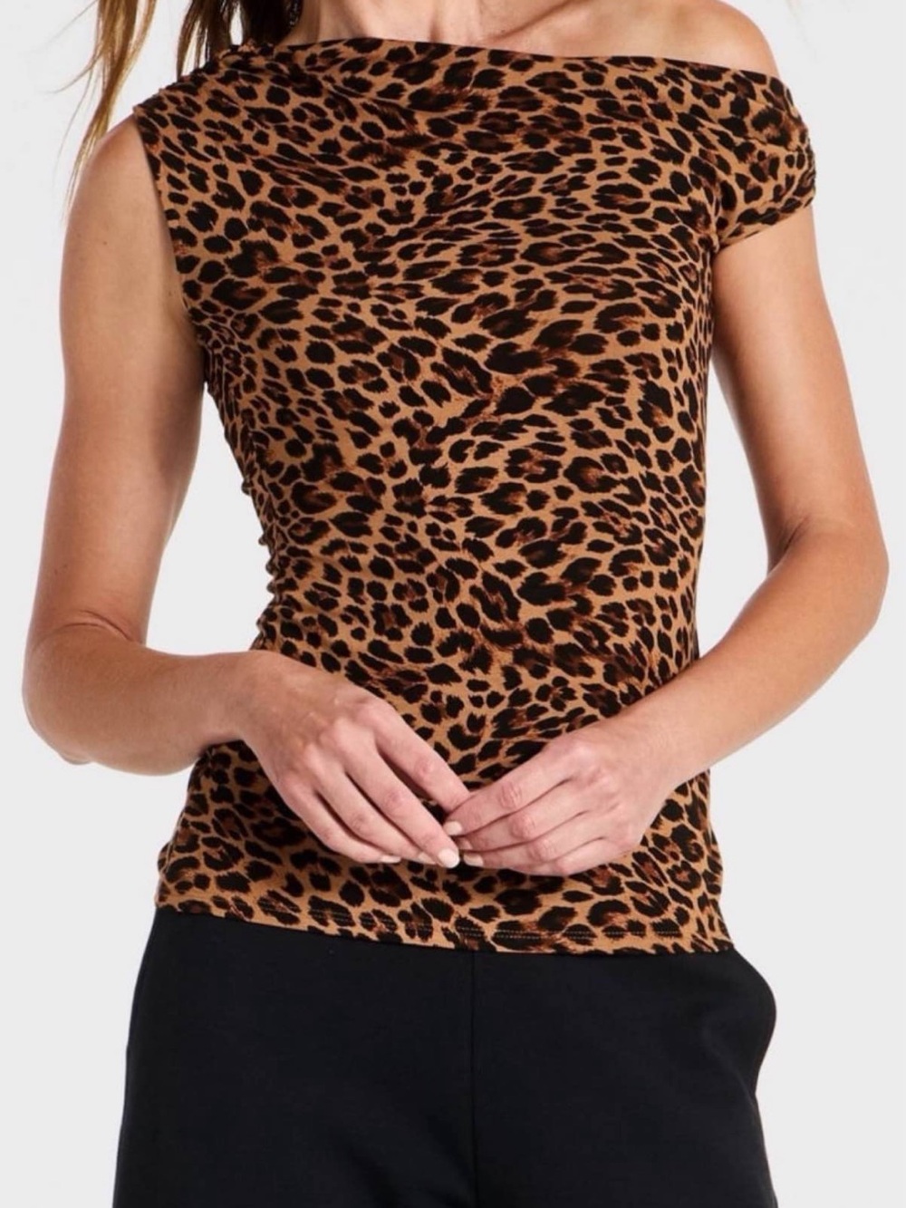 Off-Shoulder Leopard Print Top